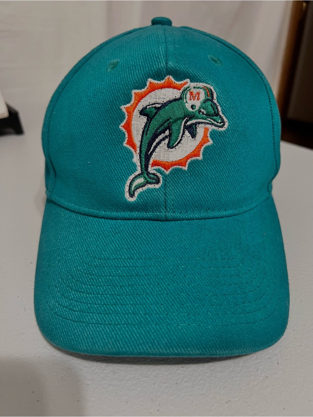 NFL Teal Miami Dolphins Dolphin Logo Cap with Orange Accent. Fiber Optic light.